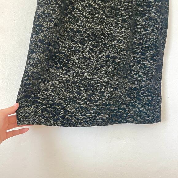 Vintage – Jennifer Eden Black Burnout Velvet Lace Midi Dress - Picture 5 of 9